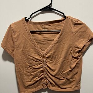 American Eagle Outfitters Women's Tan V-Neck Top